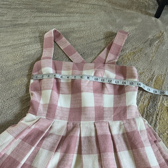 Gal Meets Glam Polly Pink White Gingham Linen Blend mini Dress 12 petite - Picture 6 of 13
